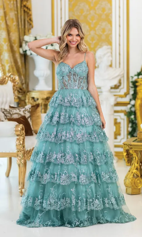 Sage Green Prom Ball Gown: Dancing Queen 4478 sold by PromGirl