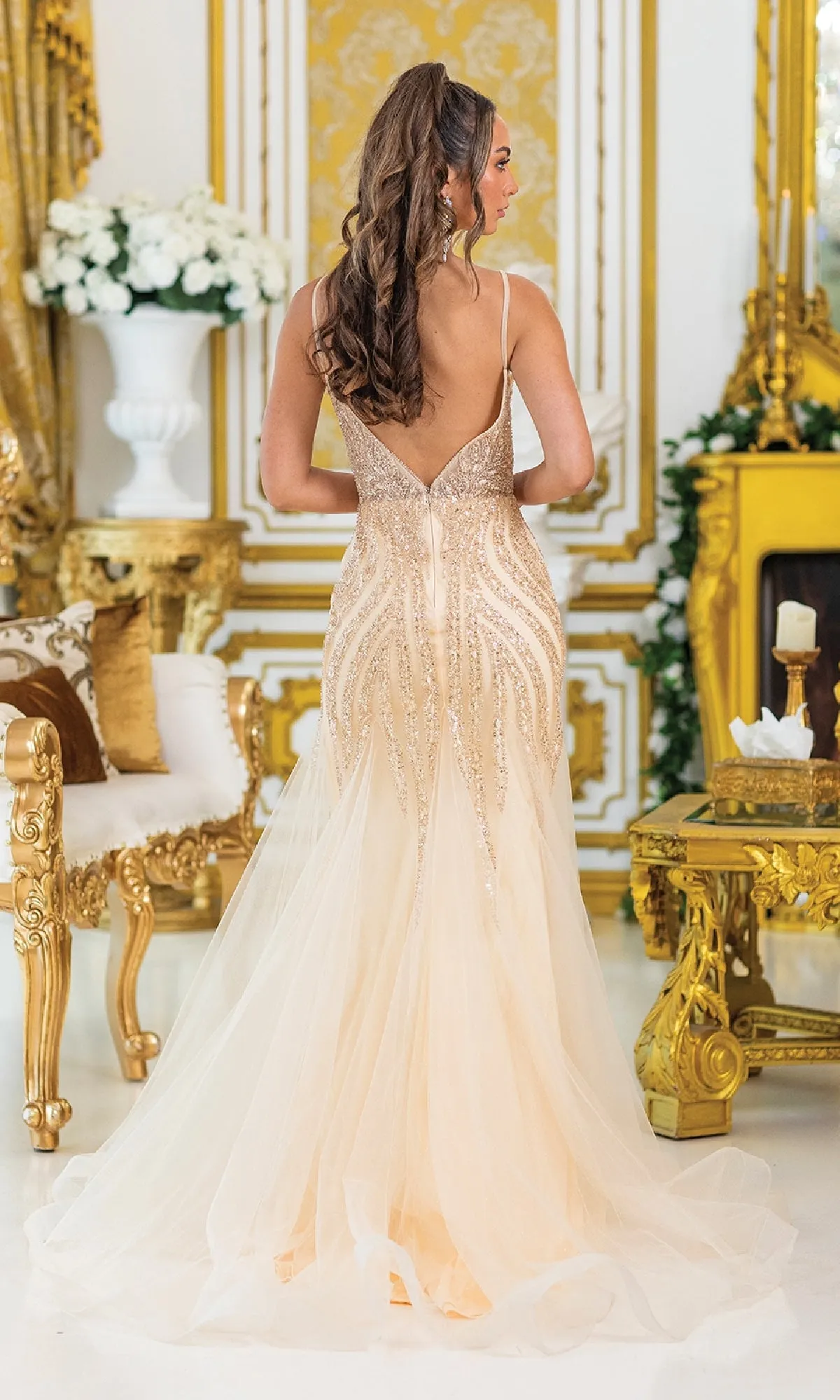 Beaded Champagne Prom Dress: Dancing Queen 4488 sold by PromGirl product image thumbnail 2