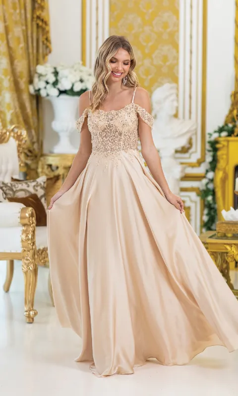 Lace-Up Long A-Line Prom Dress: Dancing Queen 4482 sold by PromGirl