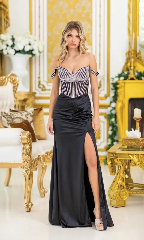 Off-Shoulder Long Prom Dress: Dancing Queen 4517 sold by PromGirl