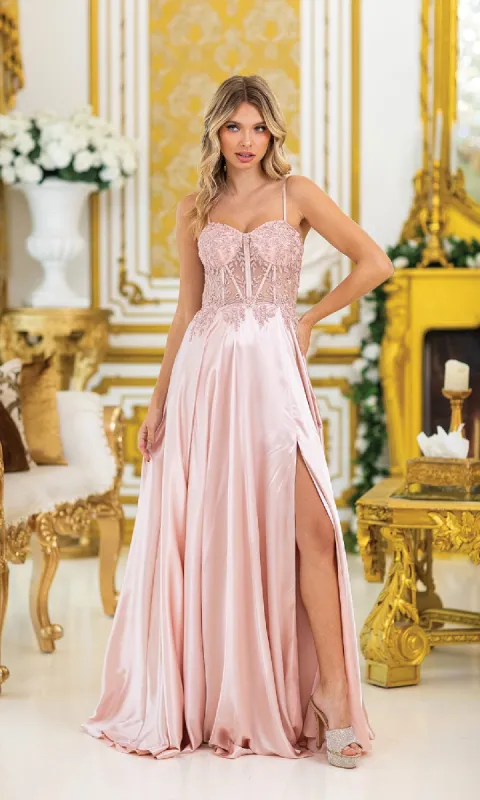 Sheer-Waist Long Prom Dress: Dancing Queen 4520 sold by PromGirl
