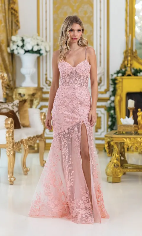 Beaded-Floral Long Prom Dress: Dancing Queen 4501 sold by PromGirl