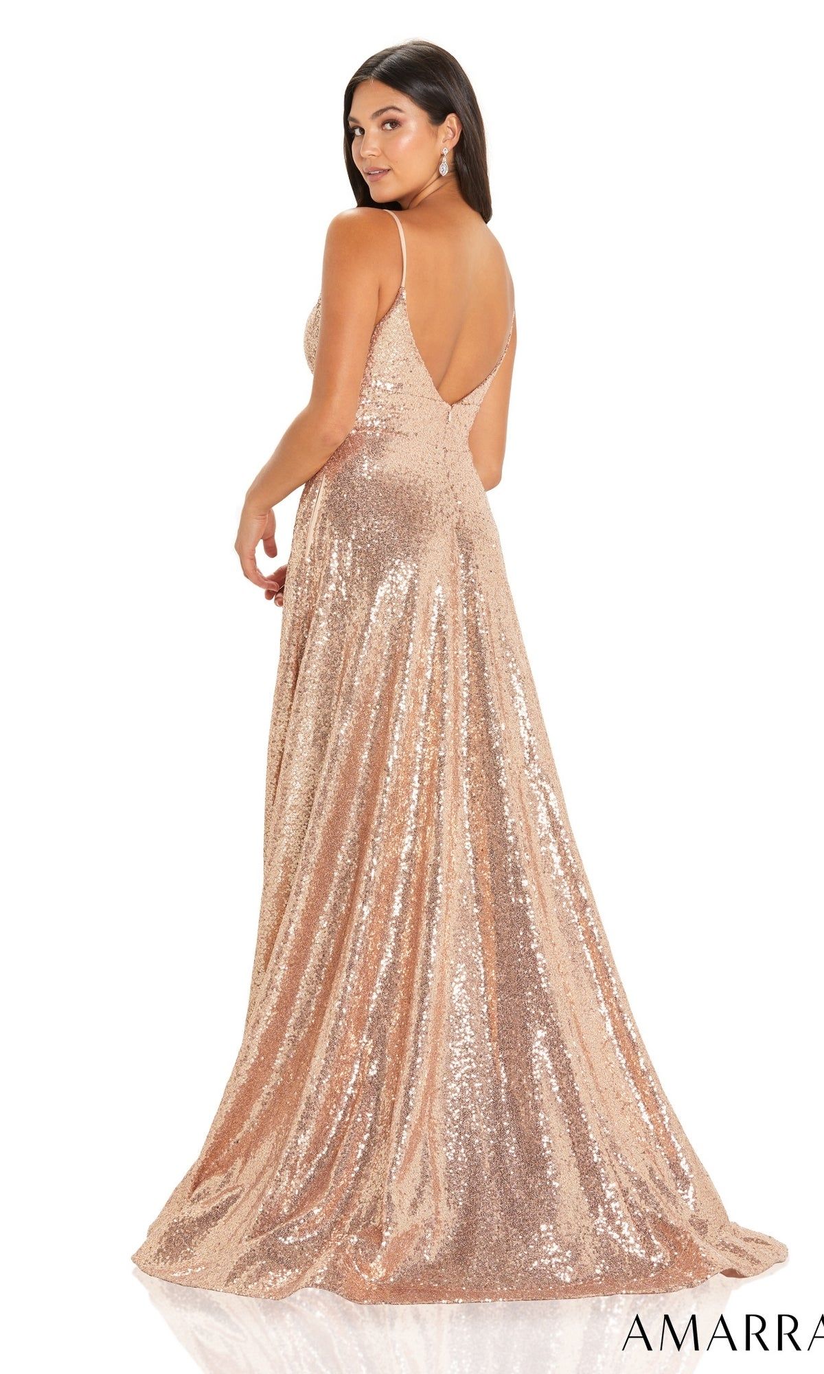Amarra Sequin Long A-Line Prom Dress 88569 sold by PromGirl product image thumbnail 2