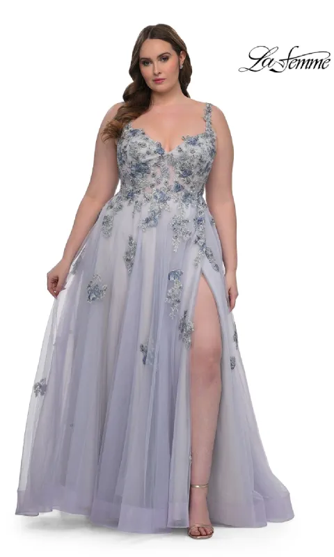 Long Plus-Size Prom Ball Gown: La Femme 32412 sold by PromGirl