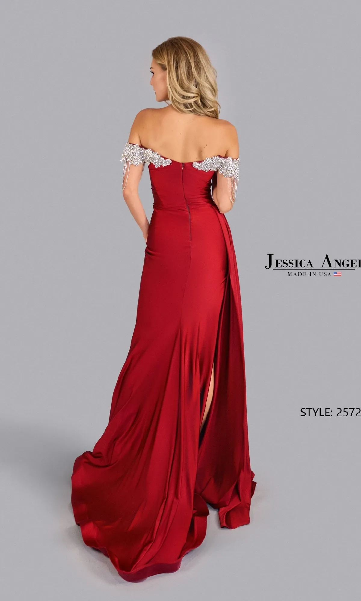 Off-Shoulder Jersey Prom Dress: Jessica Angel 2572 sold by PromGirl product image thumbnail 2