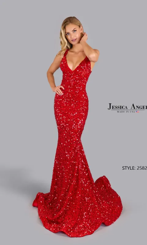 Strappy Long Sequin Prom Dress: Jessica Angel 2582 sold by PromGirl