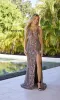 Lace-Up Long Beaded Prom Dress: Primavera 4313 sold by PromGirl