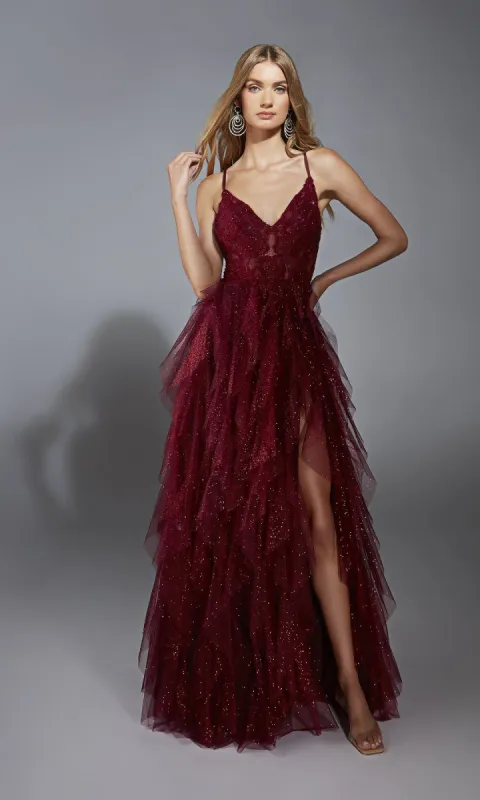 Glitter Ruffle Prom Ball Gown: Aerie Couture 322 sold by PromGirl