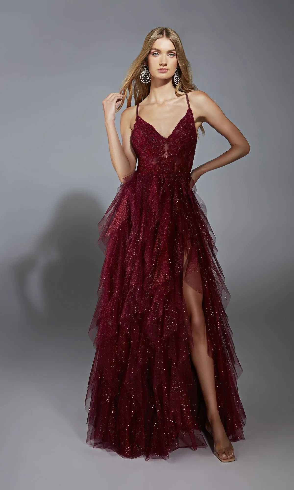 Glitter Ruffle Prom Ball Gown: Aerie Couture 322 sold by PromGirl