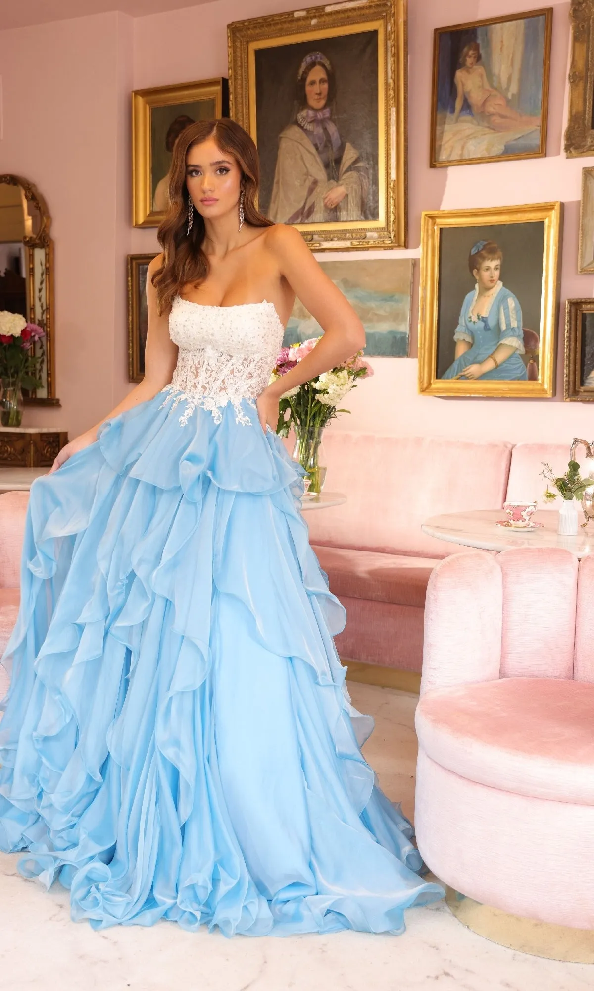 Strapless Ruffle Ball Gown: Ava Presley 29133 sold by PromGirl product image thumbnail 4