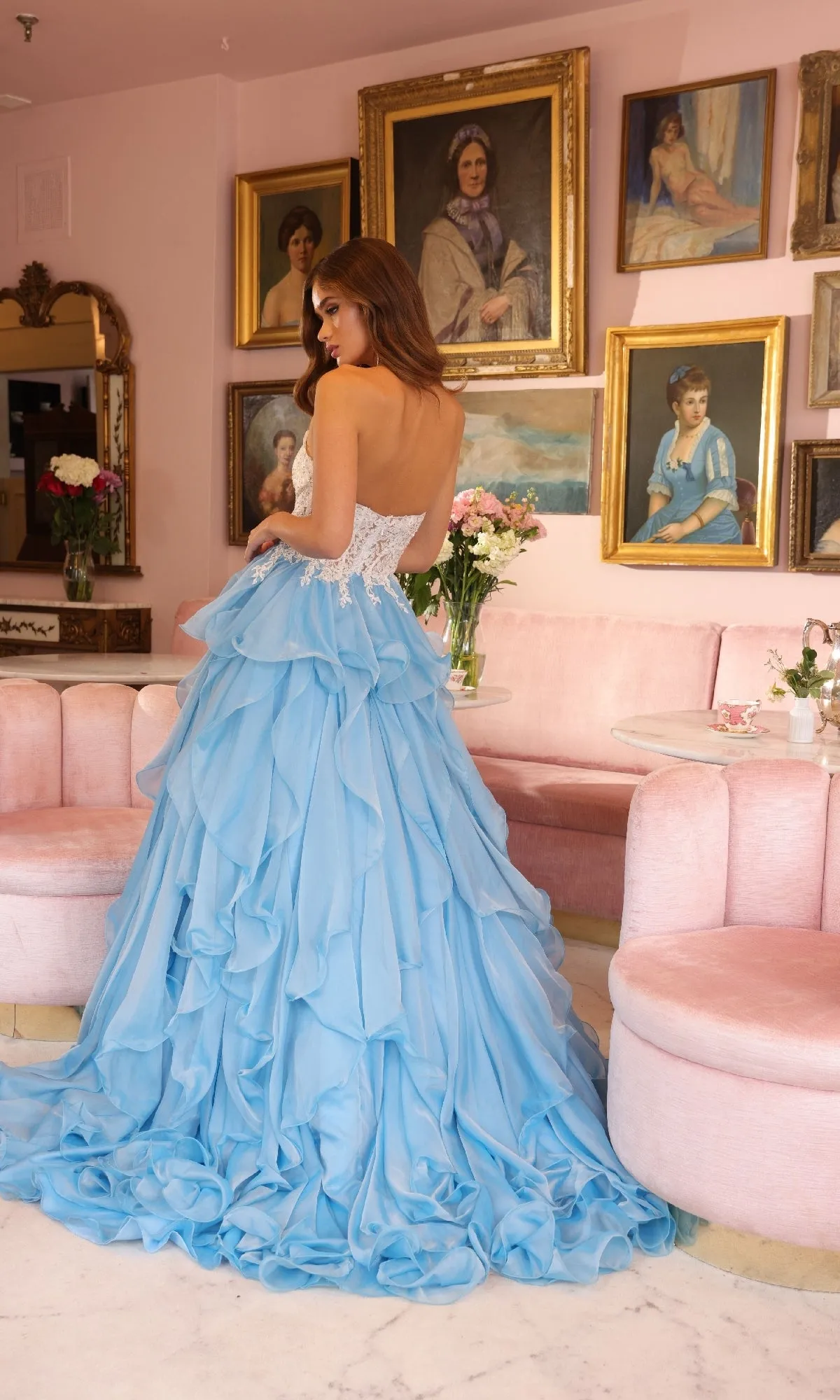 Strapless Ruffle Ball Gown: Ava Presley 29133 sold by PromGirl product image thumbnail 3