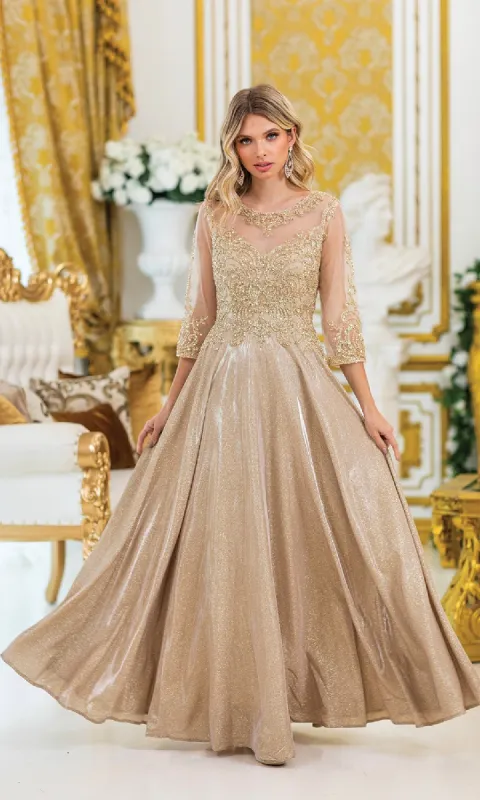 Lace-Sleeve Long Formal Dress: Dancing Queen 4498 sold by PromGirl