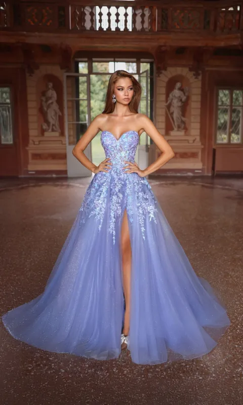 Strapless Glitter Prom Ball Gown: Aerie Couture 293 sold by PromGirl