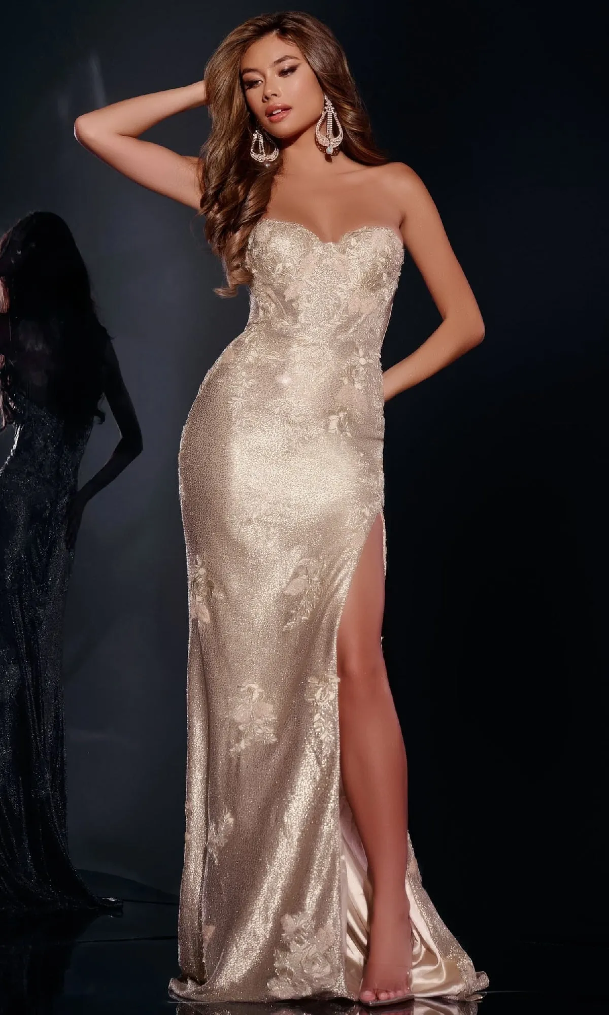 Gold Long Prom Dress: Jovani 43587 sold by PromGirl