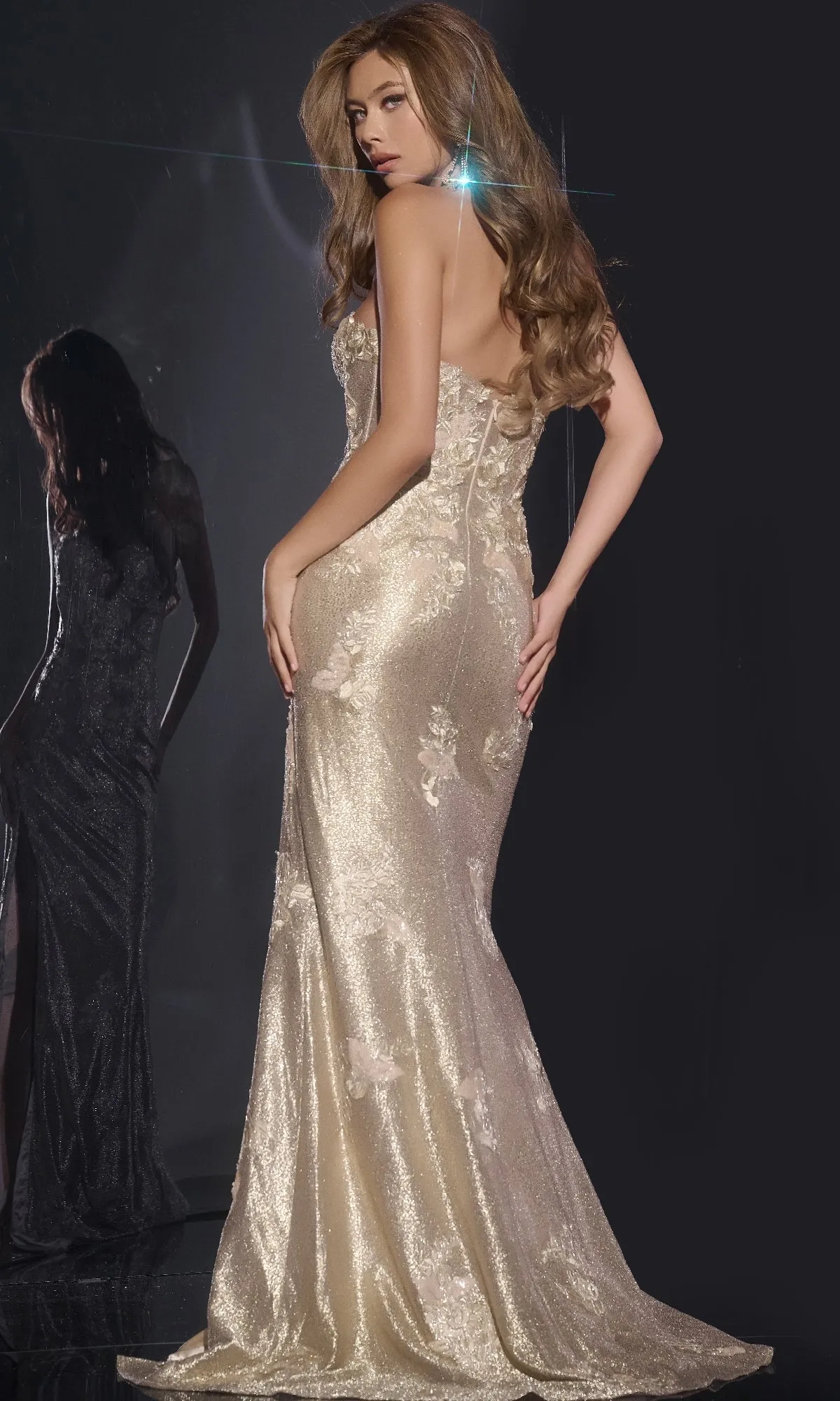 Gold Long Prom Dress: Jovani 43587 sold by PromGirl product image thumbnail 2