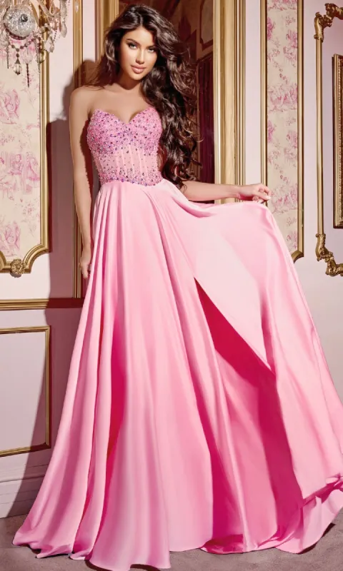 Pink Long Prom Dress: Jovani D6021 sold by PromGirl