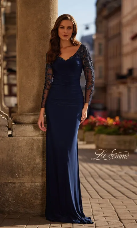 Navy Blue Formal Dress: La Femme 32609 sold by PromGirl