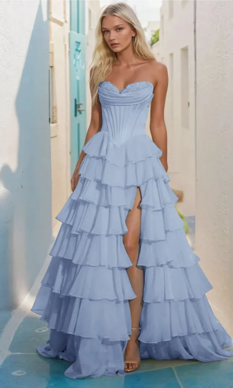 Strapless Ruffled Prom Ball Gown: PromGirl Exclusive sold by PromGirl