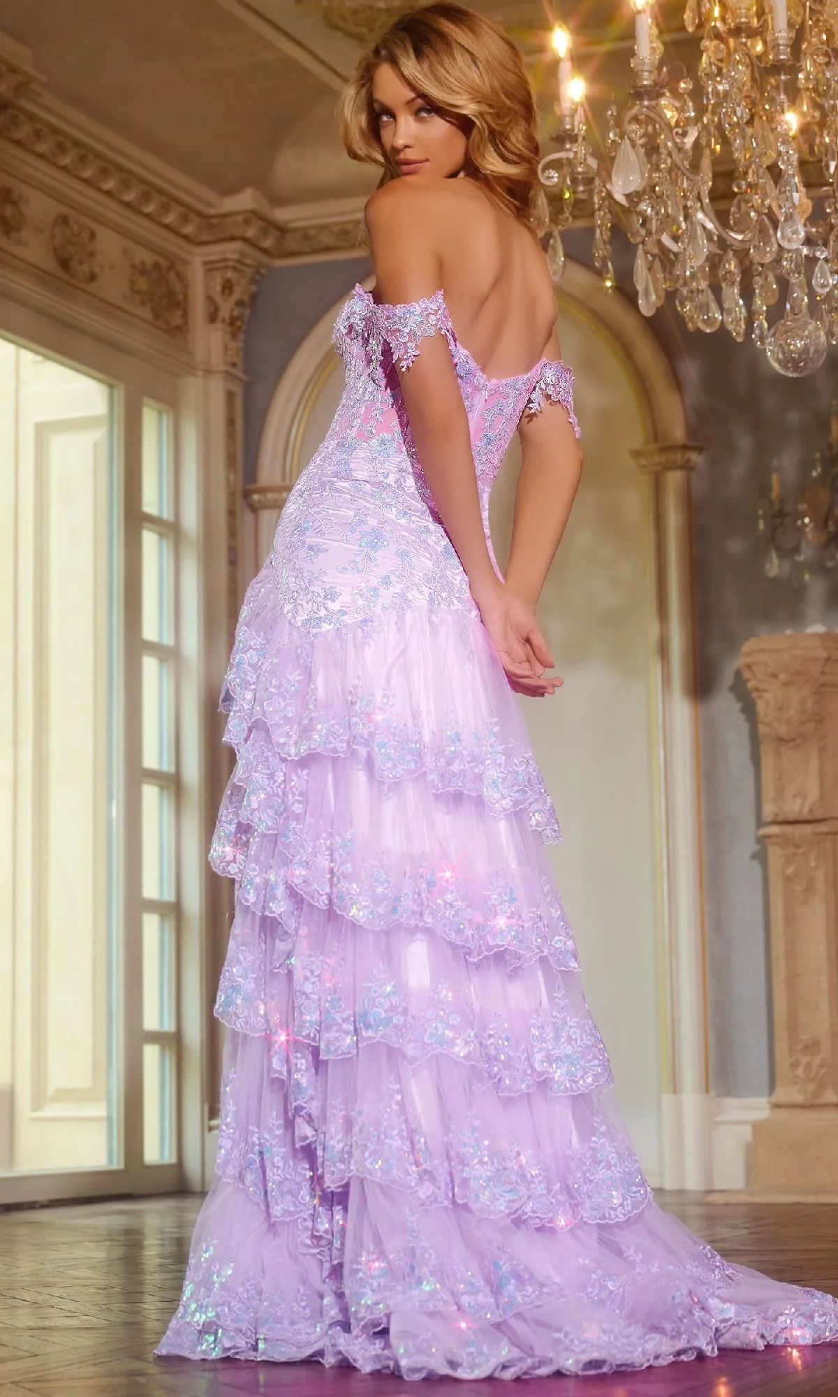 Off-the-Shoulder Ruffle Prom Gown: Jovani 40397 sold by PromGirl product image thumbnail 2