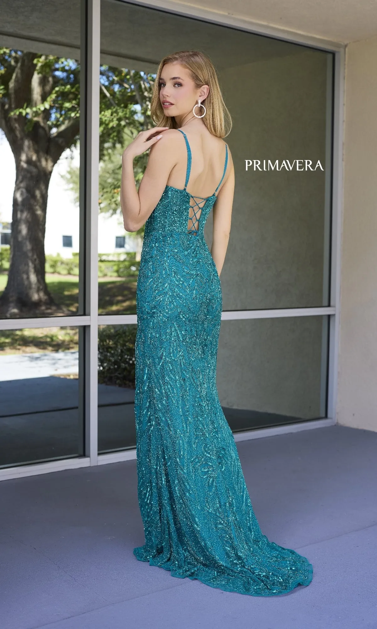 Lace-Up Long Sequin Prom Dress: Primavera 4306 sold by PromGirl product image thumbnail 4