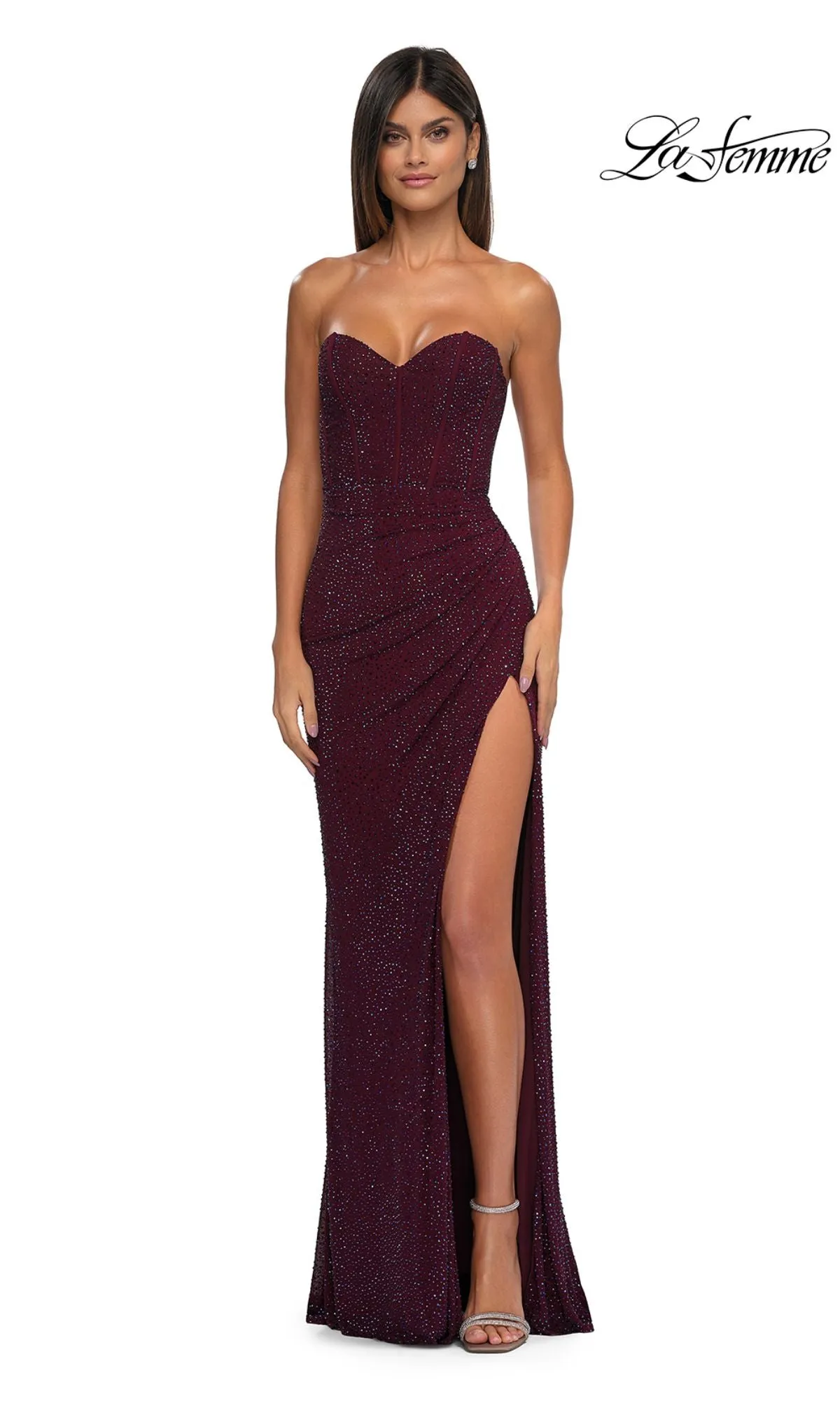 Strapless Long Glitter Prom Dress: La Femme 32422 sold by PromGirl