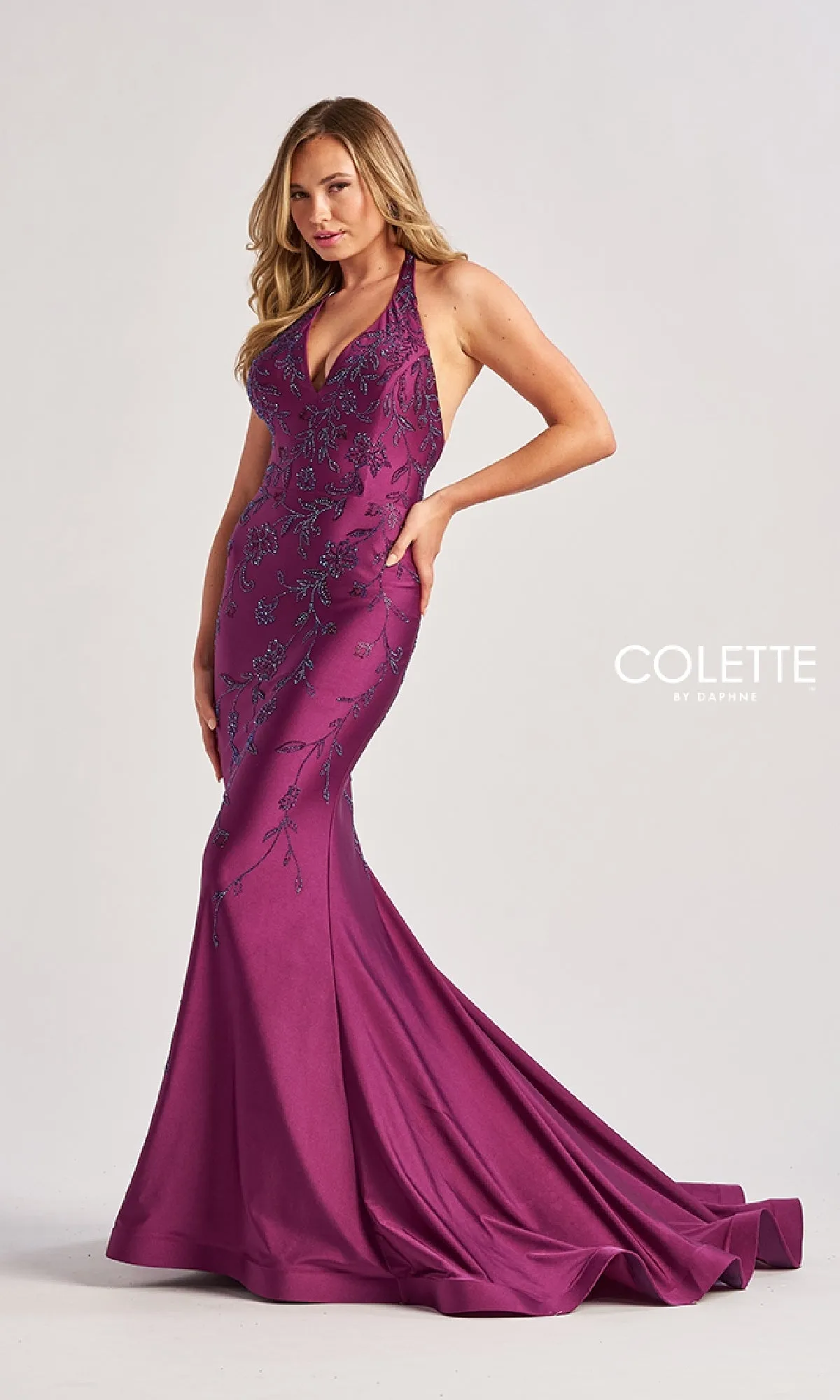 Long Halter Prom Dress: Colette CL8455 sold by PromGirl product image thumbnail 3