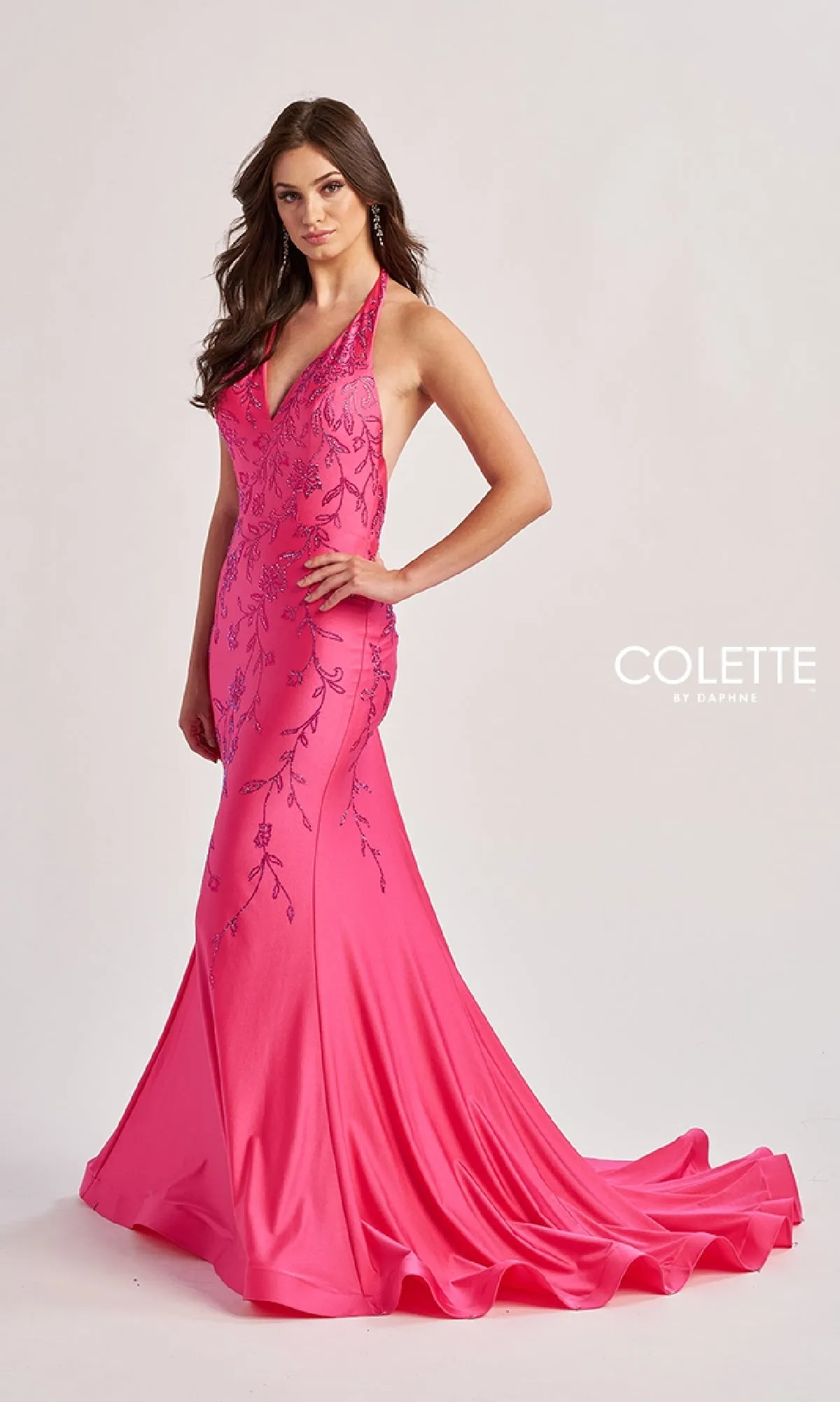 Long Halter Prom Dress: Colette CL8455 sold by PromGirl