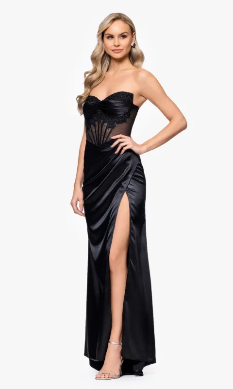 Strapless Black Prom Dress: Blondie Nites 5434BN sold by PromGirl