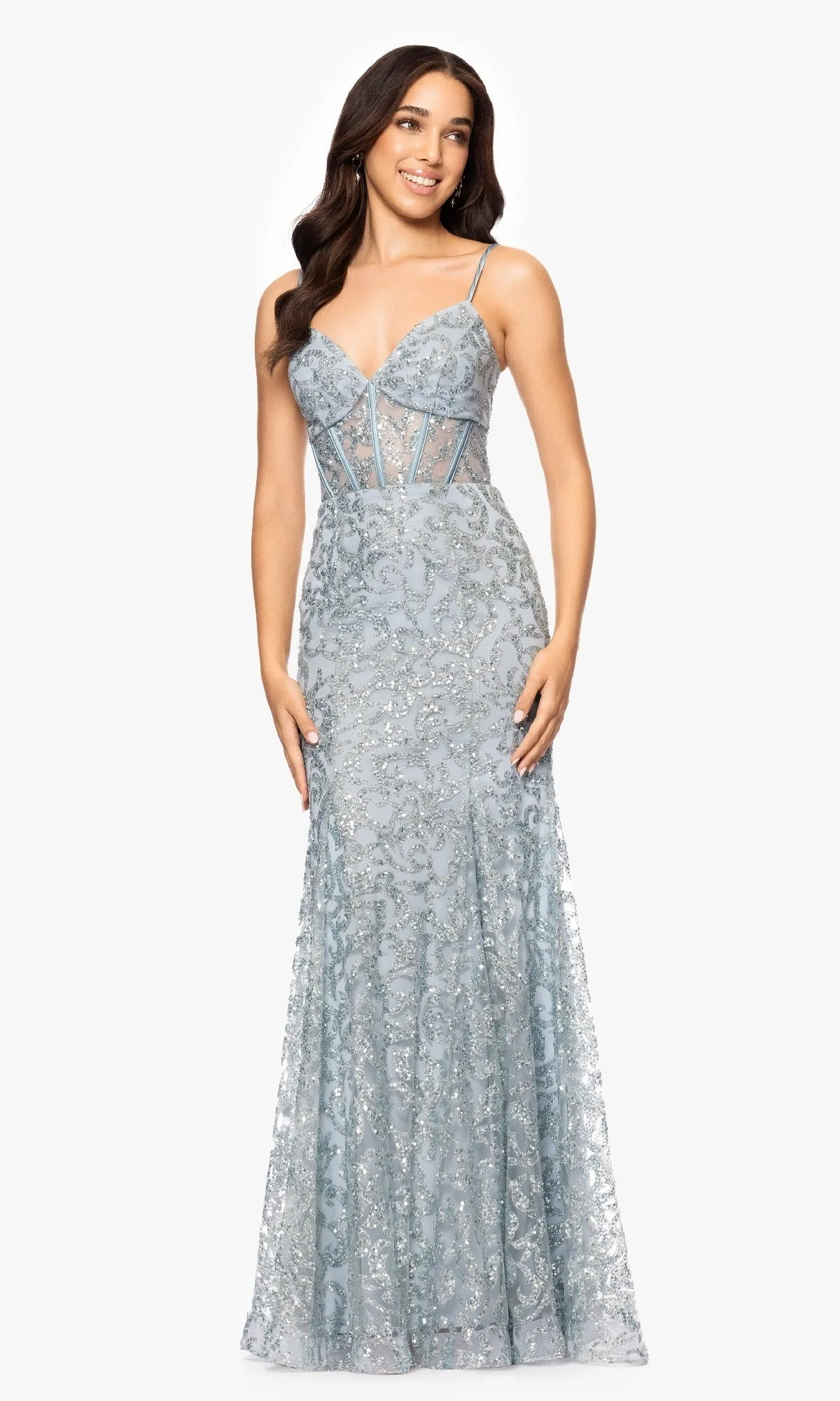 Long Green Sequin Prom Dress: Blondie Nites 5472BN sold by PromGirl product image thumbnail 4