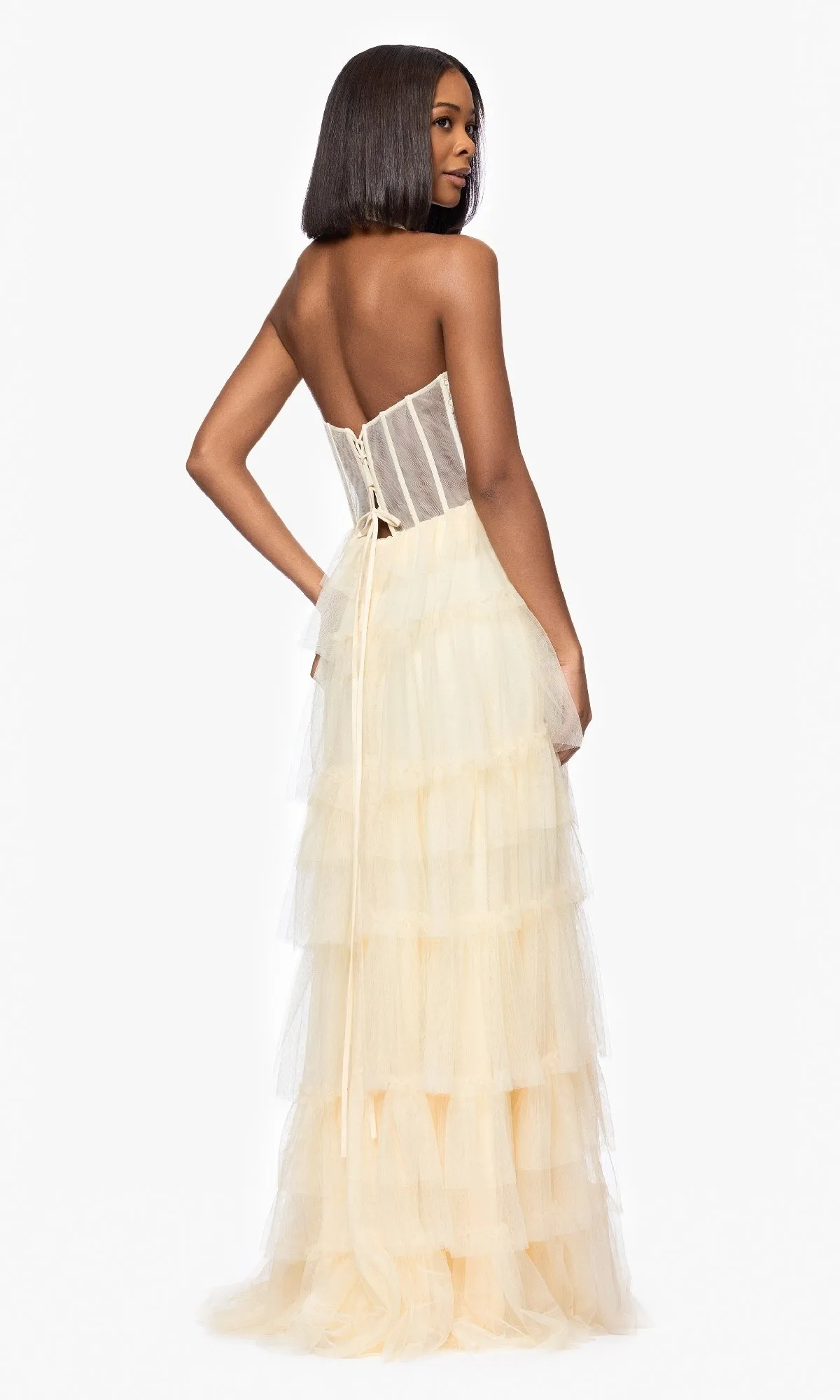 Long Yellow Halter Prom Gown: Blondie Nites 5349BN sold by PromGirl product image thumbnail 2