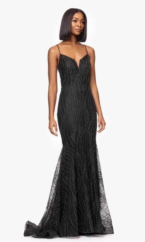 Long Black Glitter Prom Gown: Blondie Nites 5491BN sold by PromGirl