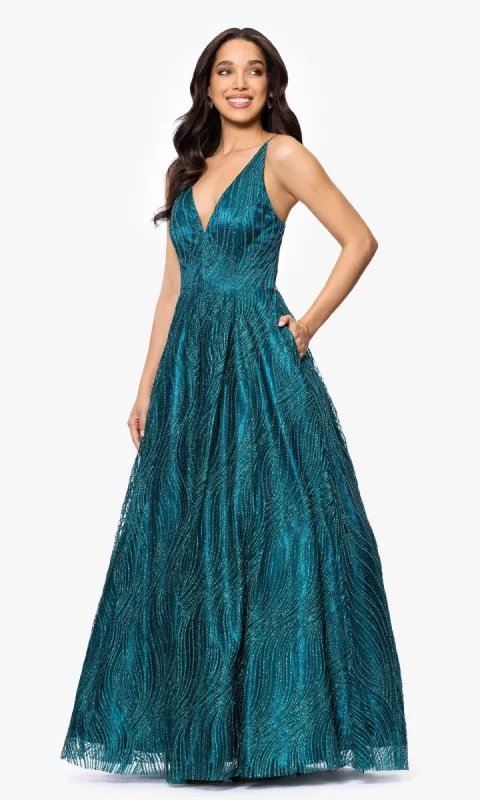 Long Glitter Prom Dress: Blondie Nites 5406BN sold by PromGirl
