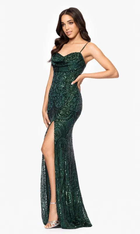 Long Green Sequin Prom Dress: Blondie Nites 5383BN made by Blondie Nites