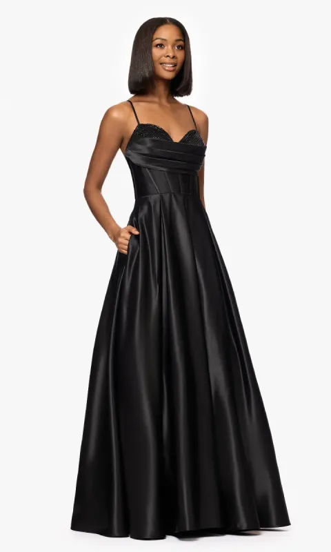 Long Black A-Line Prom Dress: Blondie Nites 5333BN sold by PromGirl