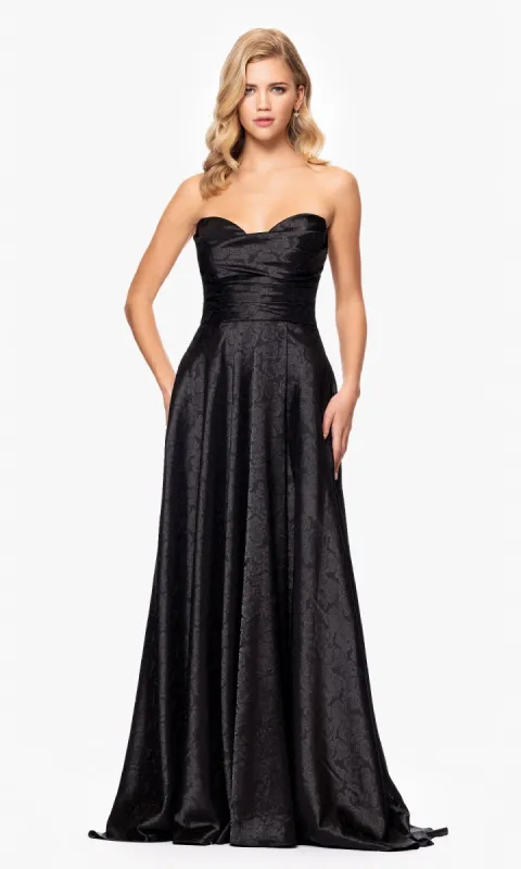 Strapless Black Prom Gown: Blondie Nites 5301BN sold by PromGirl
