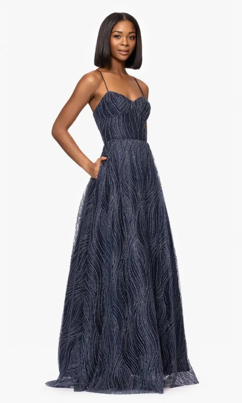 Long Navy Blue Prom Dress: Blondie Nites 5416BN sold by PromGirl