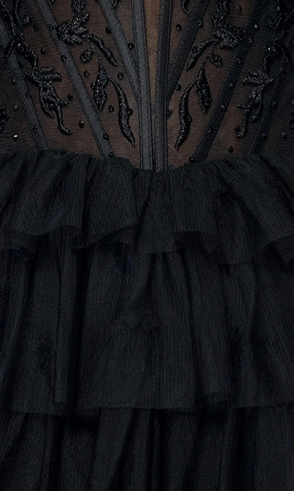 Long Black Ruffle Prom Dress: Blondie Nites 5390BN sold by PromGirl product image thumbnail 5