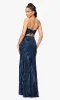 Long Sequin-Print Prom Dress: Blondie Nites 5377BN sold by PromGirl