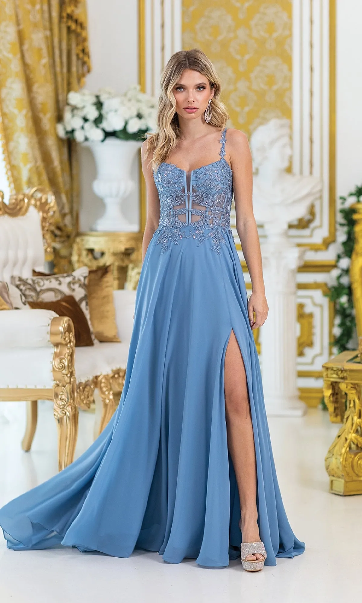 Lace-Corset Long Prom Dress: Dancing Queen 4531 sold by PromGirl