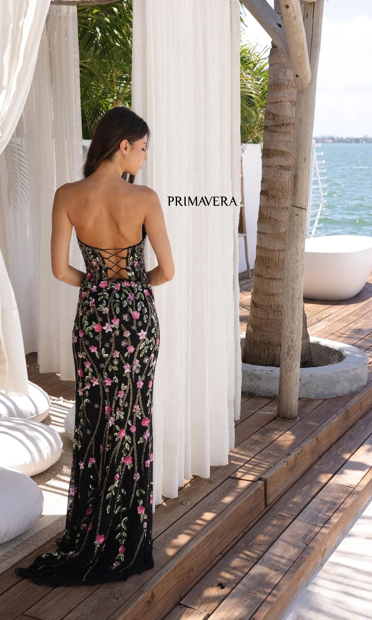 Beaded-Floral Strapless Prom Gown: Primavera 4380 sold by PromGirl product image thumbnail 2
