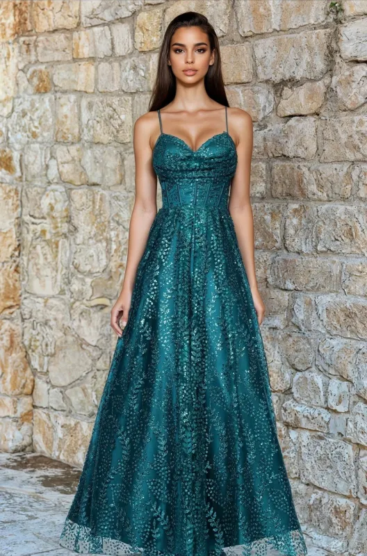 Long Glitter Prom Dress: Blondie Nites 4617BN sold by PromGirl
