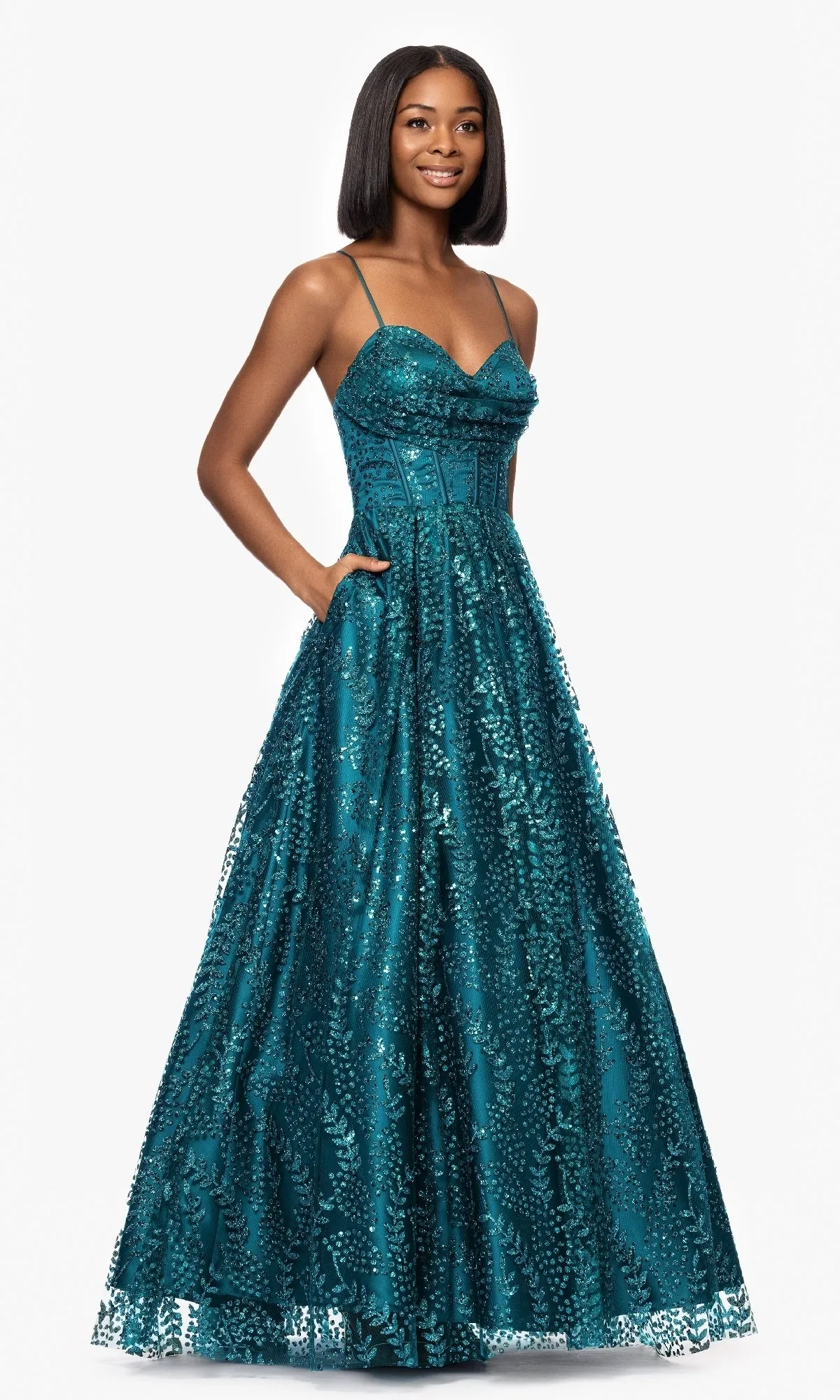 Long Glitter Prom Dress: Blondie Nites 4617BN sold by PromGirl product image thumbnail 3