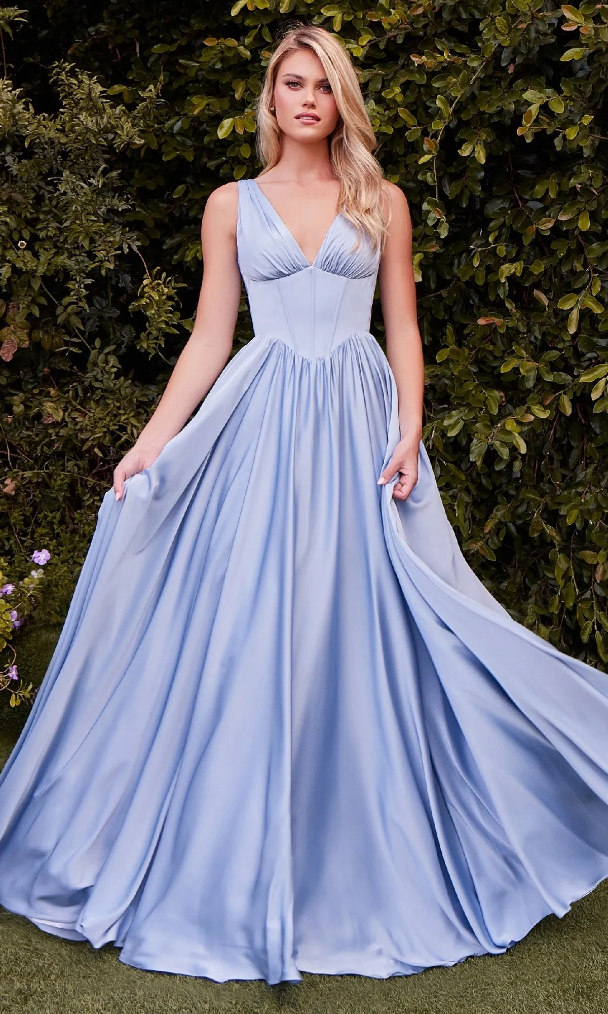 Lace-Up Long A-Line Prom Dress: CL7447 sold by PromGirl