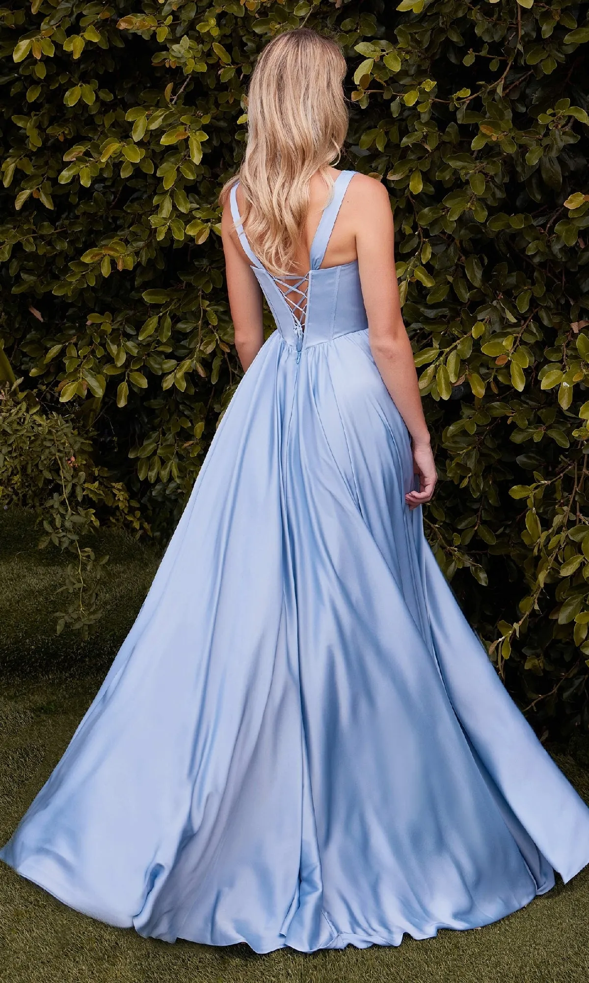 Lace-Up Long A-Line Prom Dress: CL7447 sold by PromGirl product image thumbnail 2