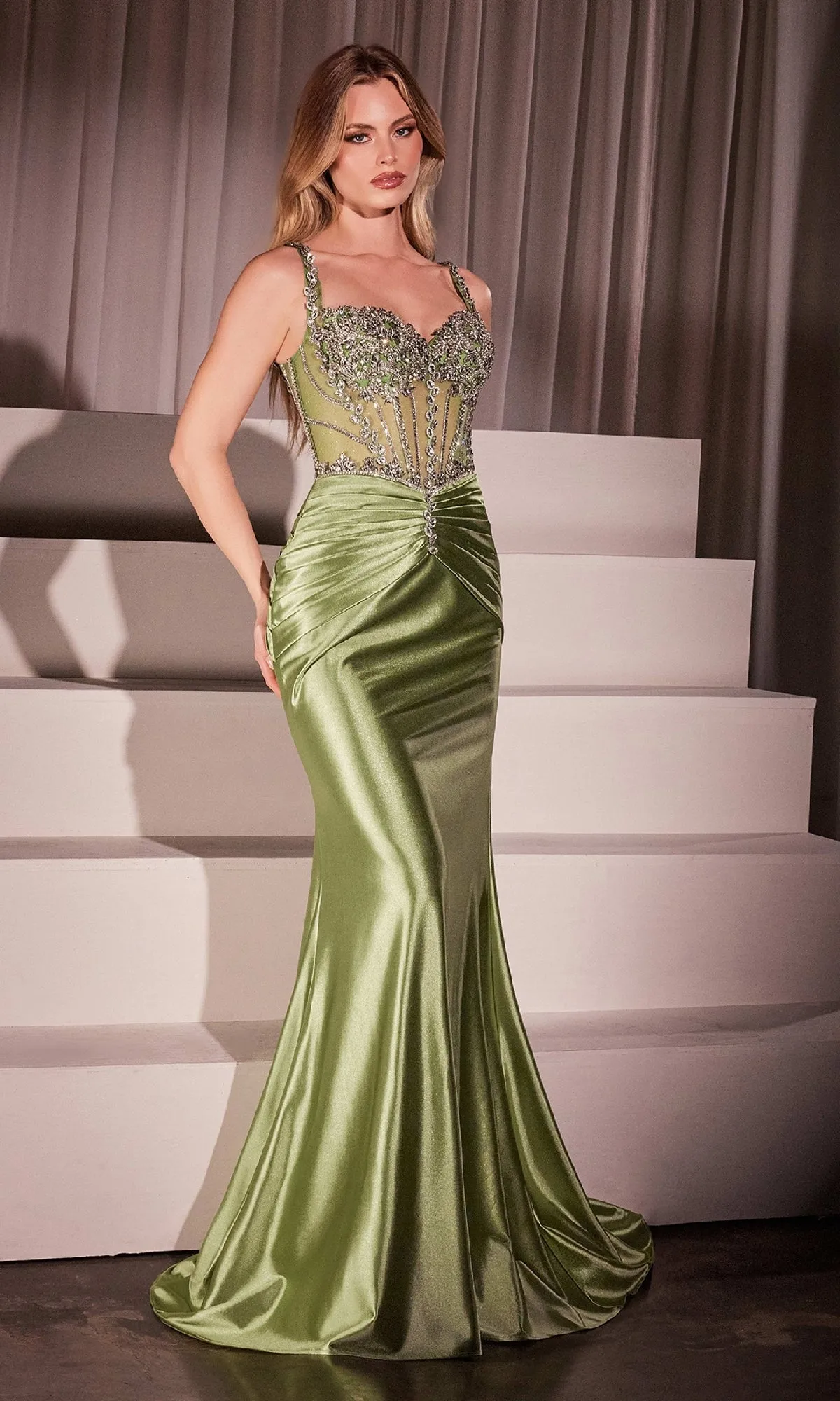 Crystal-Bodice Long Prom Dress: Ladivine CD757 sold by PromGirl product image thumbnail 3