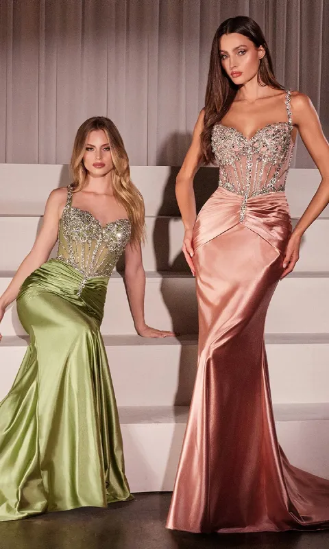 Crystal-Bodice Long Prom Dress: Ladivine CD757 sold by PromGirl