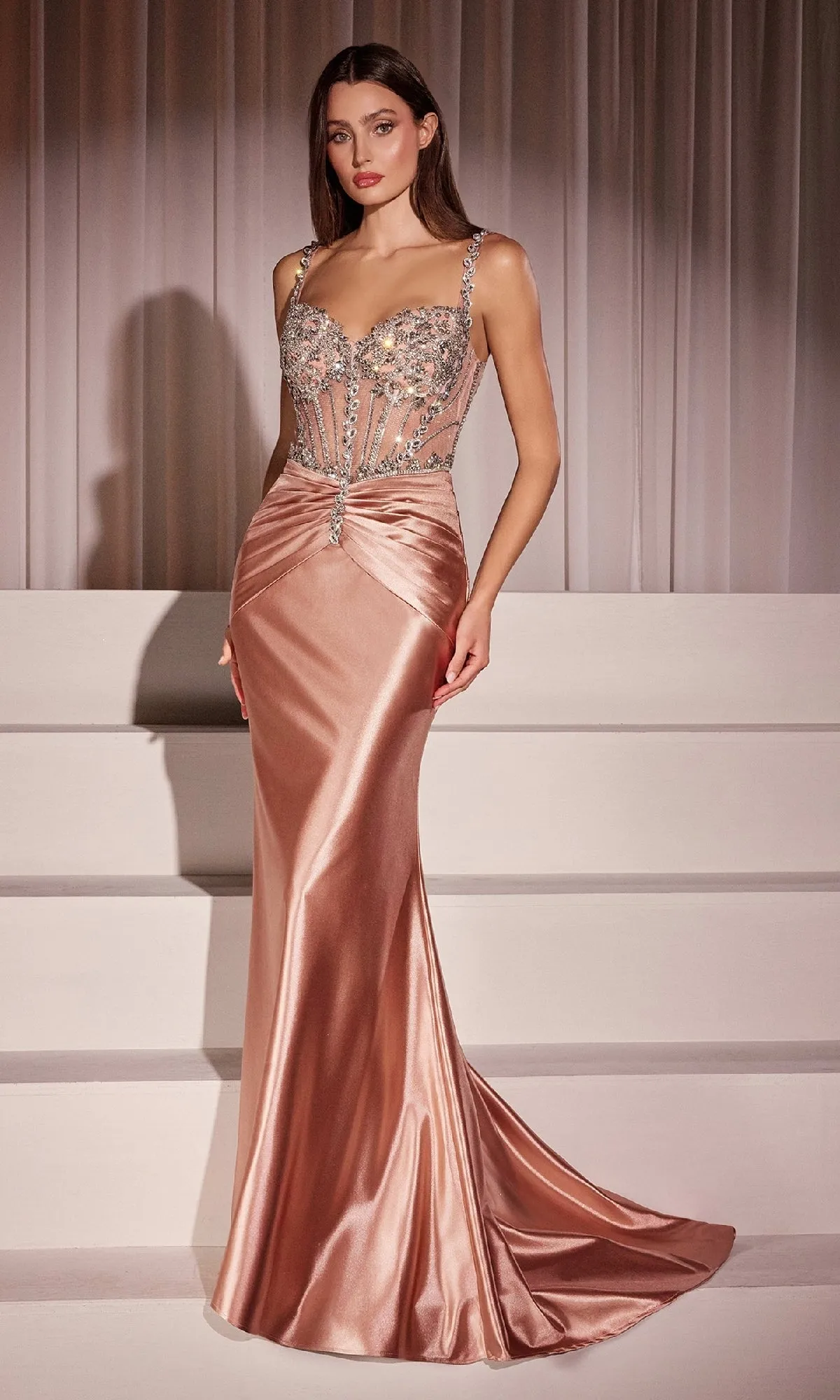 Crystal-Bodice Long Prom Dress: Ladivine CD757 sold by PromGirl product image thumbnail 4