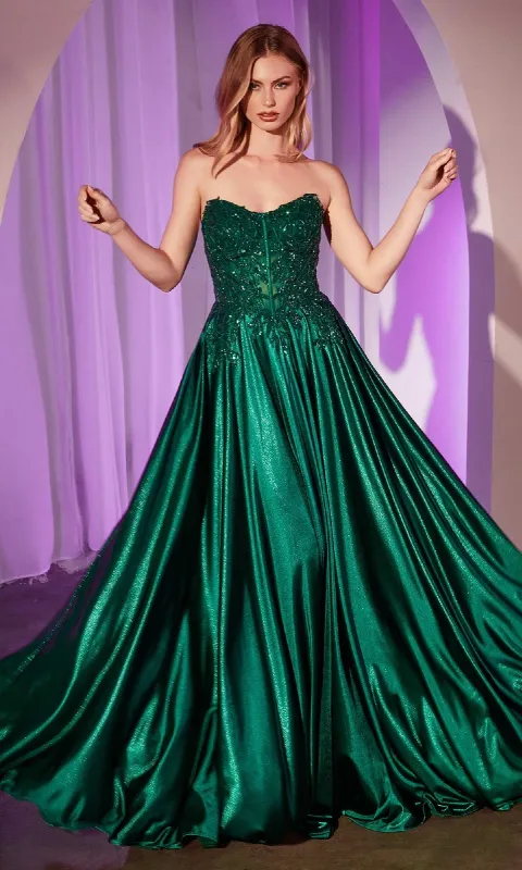 Off-the-Shoulder Prom Ball Gown: Ladivine CDS525 sold by PromGirl