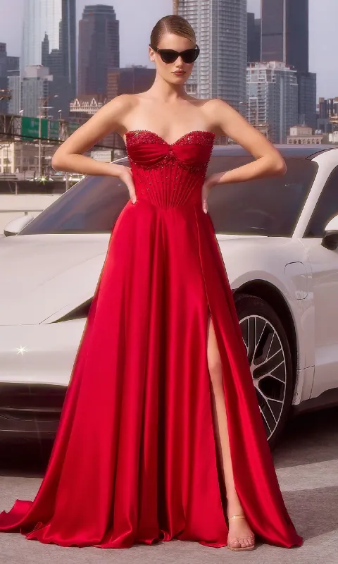 Strapless Long A-Line Prom Dress: Ladivine CD297 sold by PromGirl