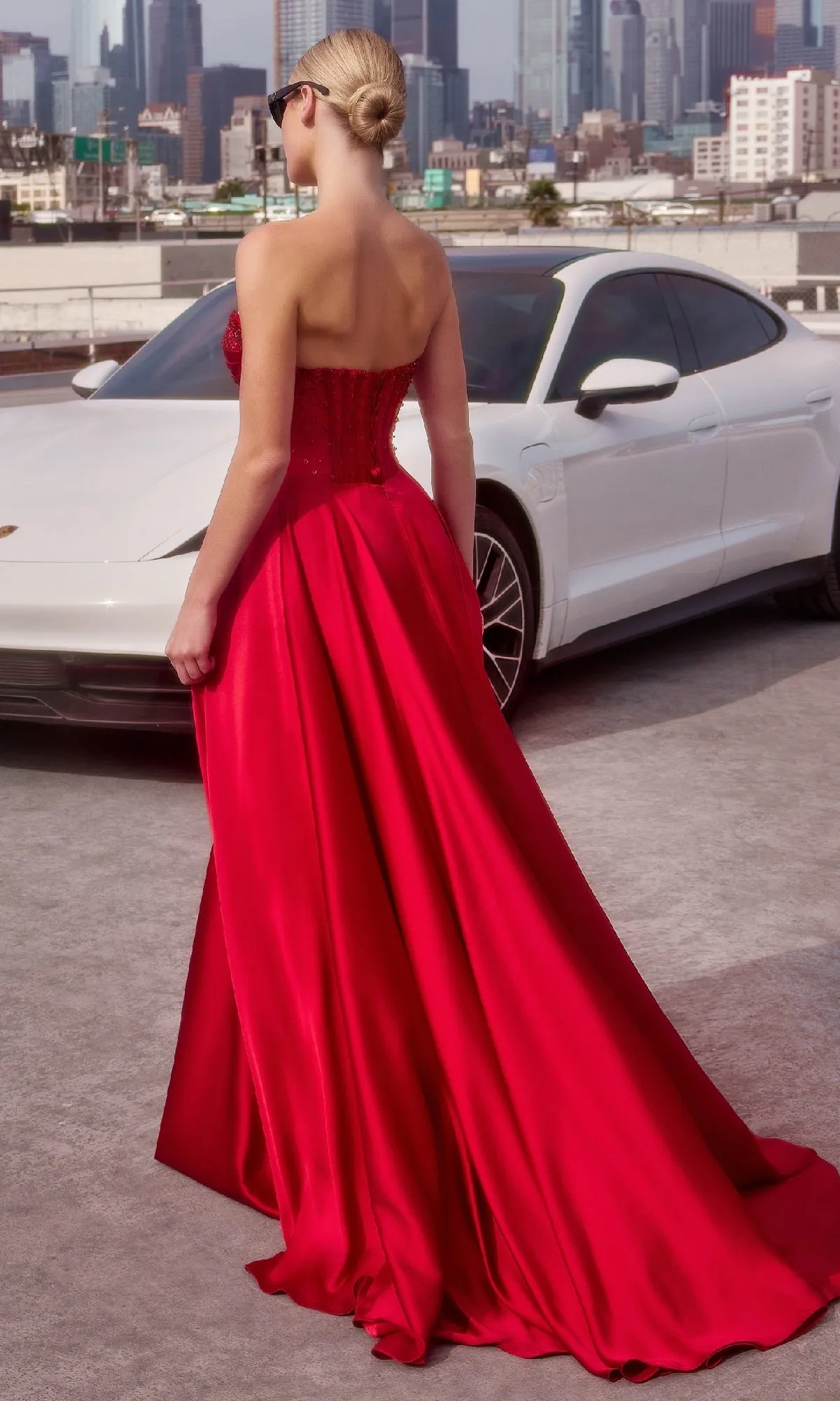Strapless Long A-Line Prom Dress: Ladivine CD297 sold by PromGirl product image thumbnail 2